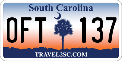SC license plate OFT137