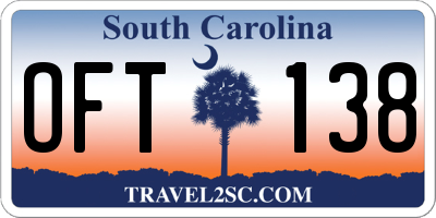 SC license plate OFT138