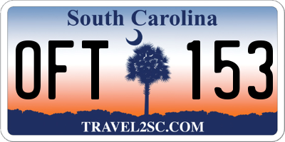 SC license plate OFT153