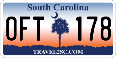SC license plate OFT178
