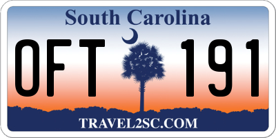 SC license plate OFT191