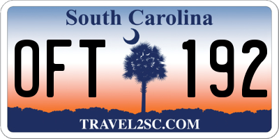 SC license plate OFT192