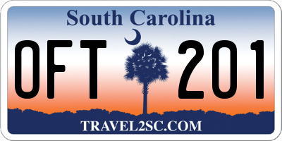 SC license plate OFT201
