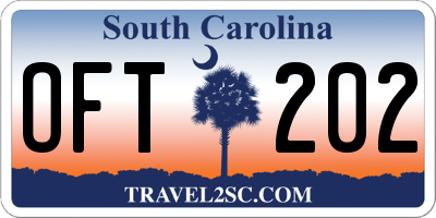 SC license plate OFT202