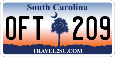 SC license plate OFT209