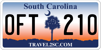 SC license plate OFT210