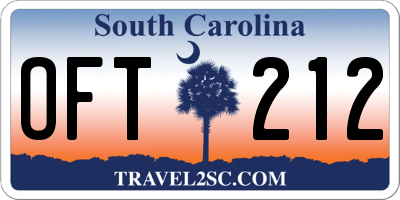 SC license plate OFT212
