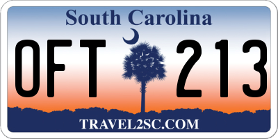 SC license plate OFT213