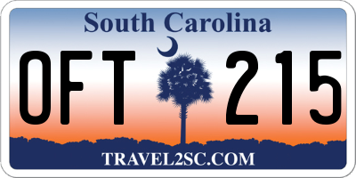 SC license plate OFT215