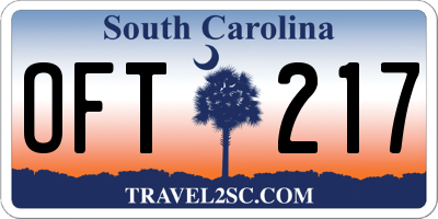 SC license plate OFT217