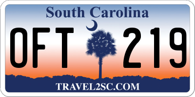 SC license plate OFT219