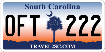 SC license plate OFT222