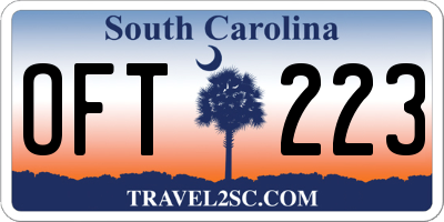 SC license plate OFT223