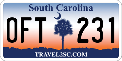 SC license plate OFT231