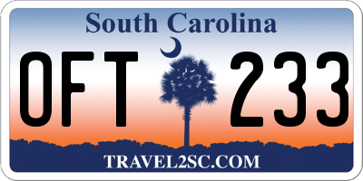 SC license plate OFT233