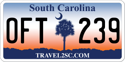 SC license plate OFT239