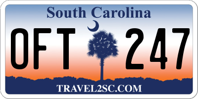 SC license plate OFT247