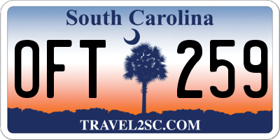 SC license plate OFT259