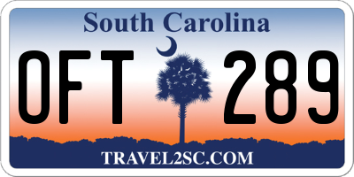 SC license plate OFT289