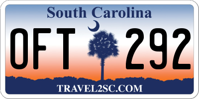 SC license plate OFT292
