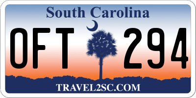 SC license plate OFT294