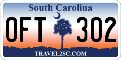 SC license plate OFT302