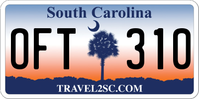 SC license plate OFT310