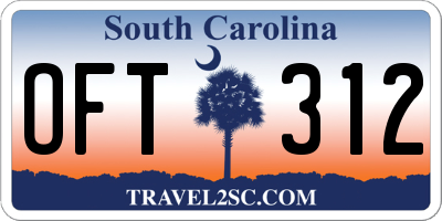 SC license plate OFT312