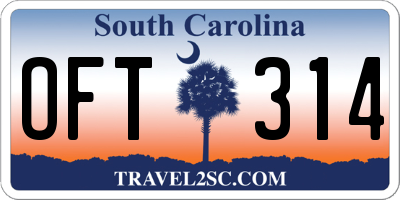 SC license plate OFT314