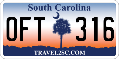 SC license plate OFT316