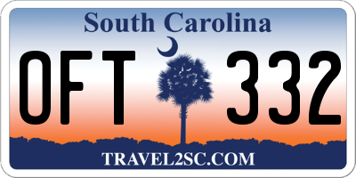 SC license plate OFT332