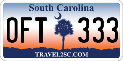 SC license plate OFT333