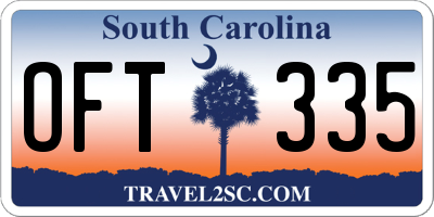 SC license plate OFT335