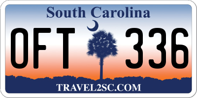 SC license plate OFT336
