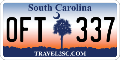 SC license plate OFT337