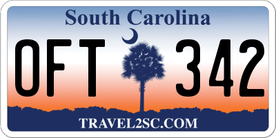 SC license plate OFT342