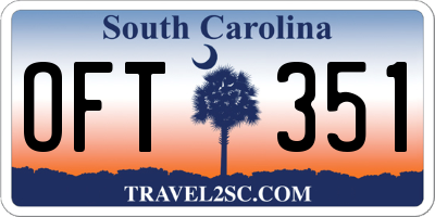 SC license plate OFT351