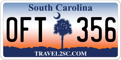 SC license plate OFT356