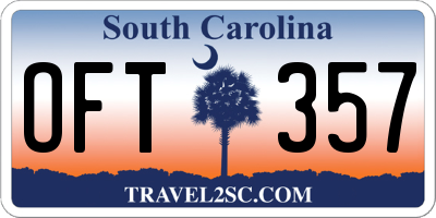 SC license plate OFT357