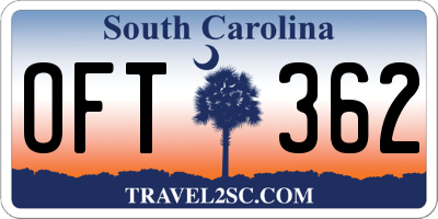 SC license plate OFT362