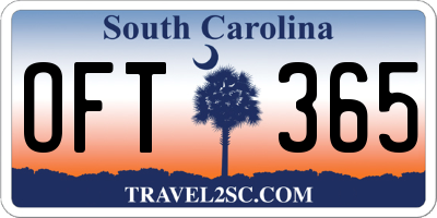 SC license plate OFT365