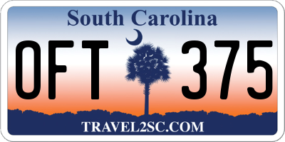 SC license plate OFT375