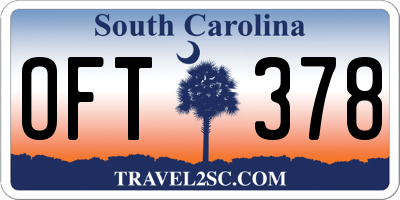 SC license plate OFT378