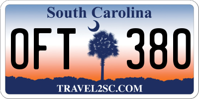 SC license plate OFT380