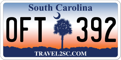 SC license plate OFT392