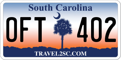 SC license plate OFT402
