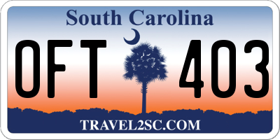 SC license plate OFT403