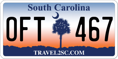 SC license plate OFT467