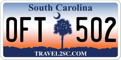 SC license plate OFT502