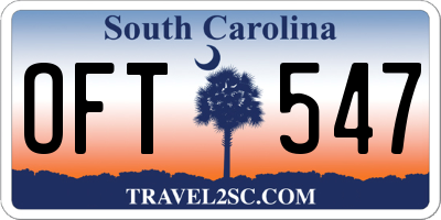 SC license plate OFT547
